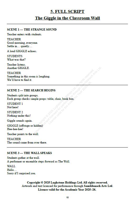 The Giggle in the Classroom Wall – Primary School Play Annual Licence