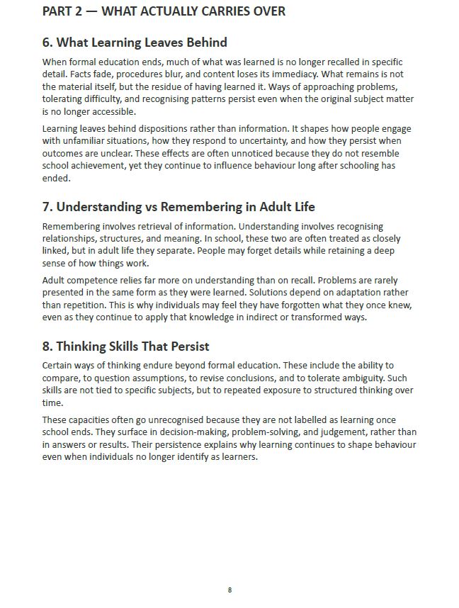 Senior Cycle - Learning After School: Meaning, Transfer & Continuity