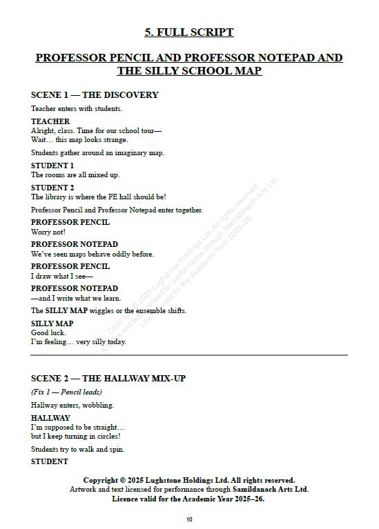 Professor Pencil and Professor Notepad and the Silly School Map – 1st Class School Play Annual Licence