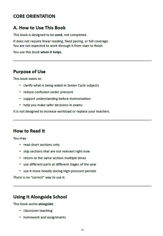 Senior Cycle — Exam Clarity & Support Guide (Student Edition)
