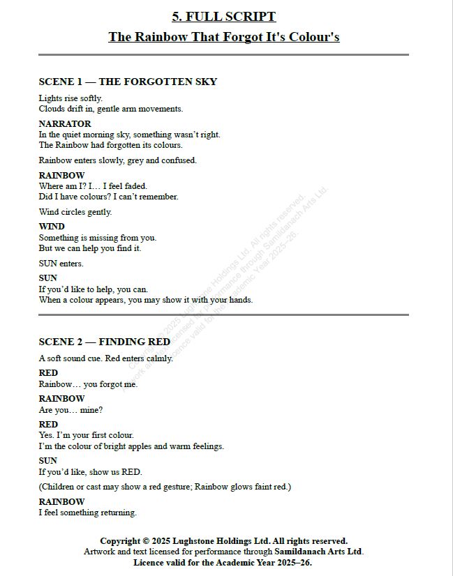 The Rainbow That Forgot Its Colours – Preschool School Play Annual Licence