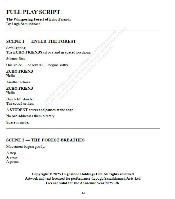 The Whispering Forest of Echo Friends – SNE Ages 8–12 School Play Annual Licence