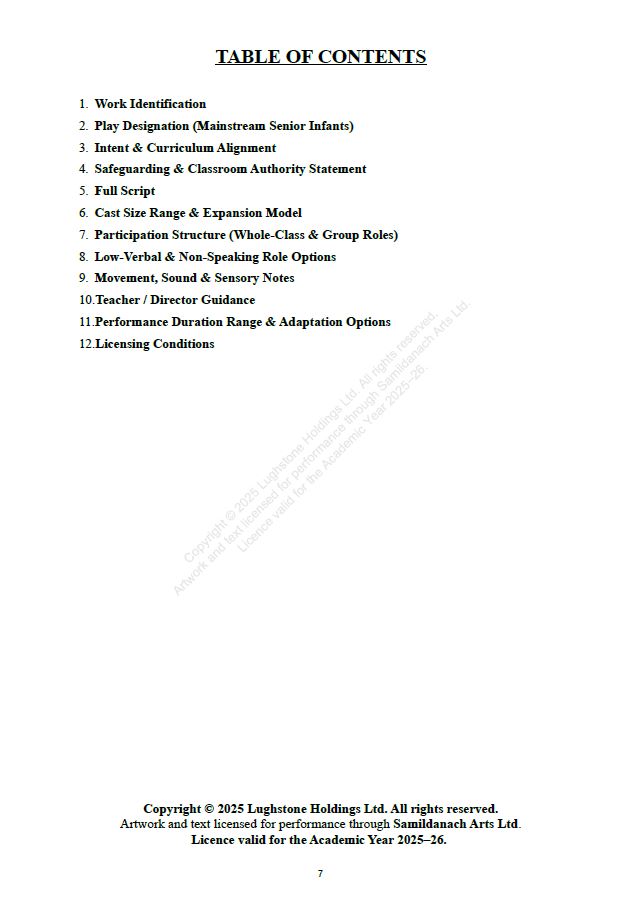 The Day the Teddies Took Roll Call – Senior Infants School Play Annual Licence