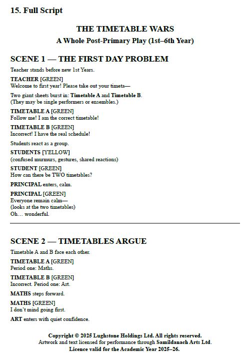 Post-Primary Complete Play Pack (1st–6th Year) — 7 Plays — Annual School Licence