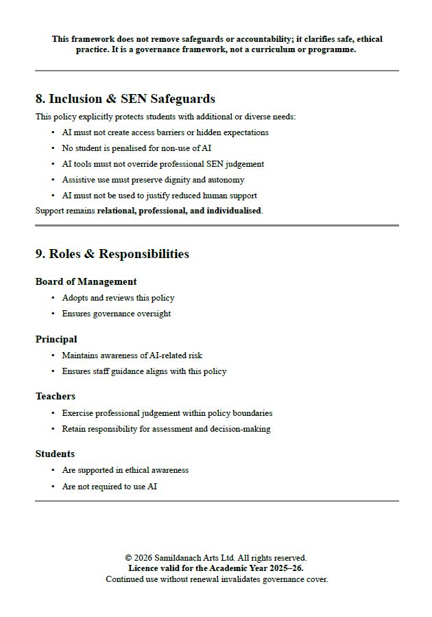 Whole-School AI Policy Framework — Governance, Protection & Assessment Integrity