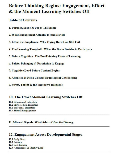 Before Thinking Begins — Engagement, Effort & the Moment Learning Switches Off (School Resource Edition)