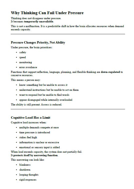 Cognitive Support & Functioning Under Pressure (School Resource Edition)