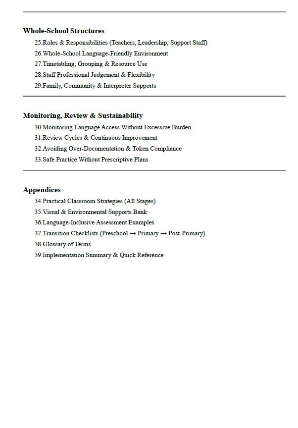 Language Access & EAL Alignment Framework (Preschool–Post-Primary)