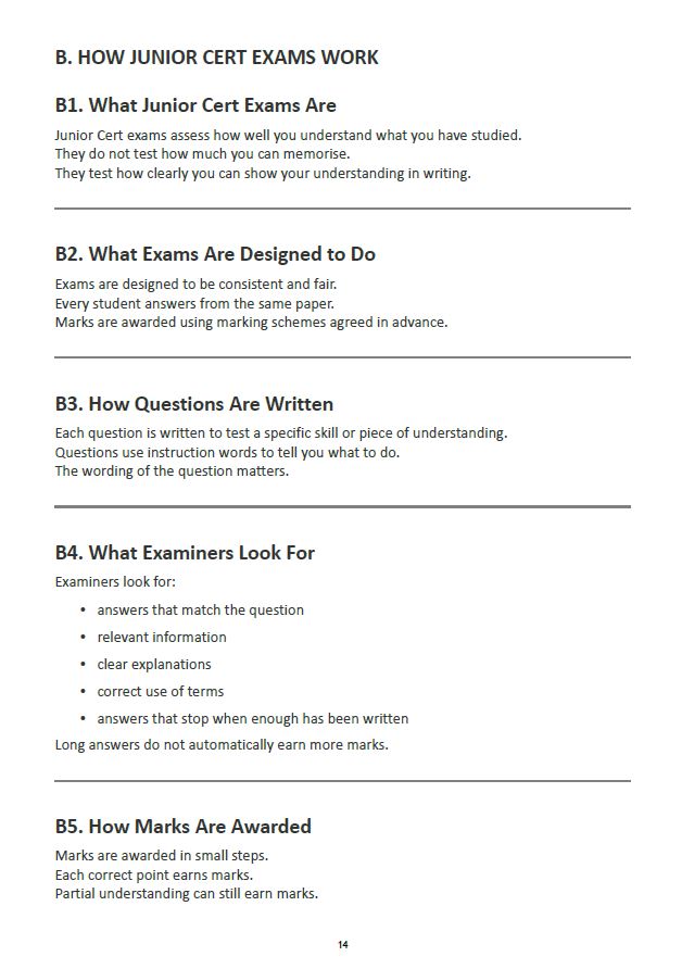 Junior Cycle — Exam Clarity & Support Guide (Student Edition)