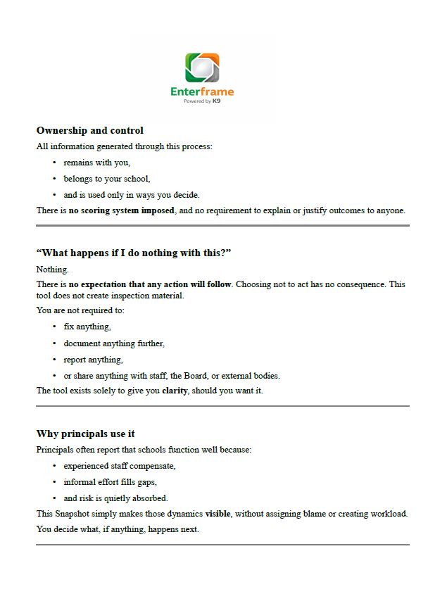 Principal Snapshot Lite – 10-Minute Governance Visibility Questionnaire - Self Accessed