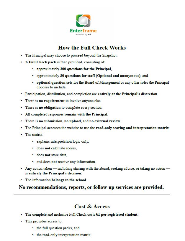 Principal Snapshot Lite – 10-Minute Governance Visibility Questionnaire - Self Accessed