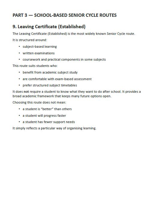 What Happens After Junior Cycle — and What Options Actually Mean (Student Edition)